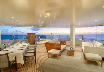 alfresco dining and lounge area on board charter yacht SENSES 