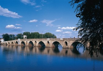 bridge over Tundzha River in Edirne, Turkey