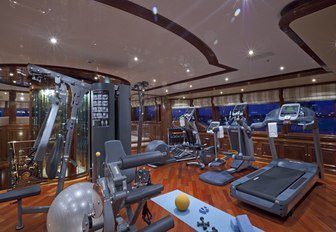 The gymnasium on board superyacht Martha Ann