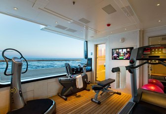 The gymnasium on board superyacht 'Lioness V'