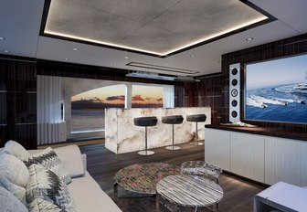 Skylounge with marble bar on Happy Me yacht