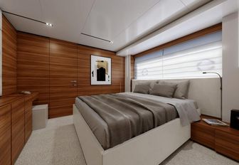 the spacious and comfortable master cabin in charter yacht penelope