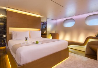 modern stateroom aboard charter yacht PANTHALASSA 