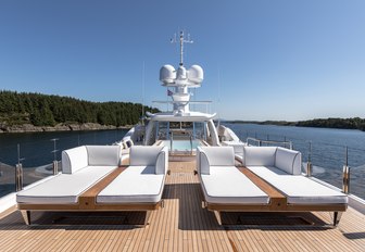 sun loungers on the sundeck of charter yacht LILI