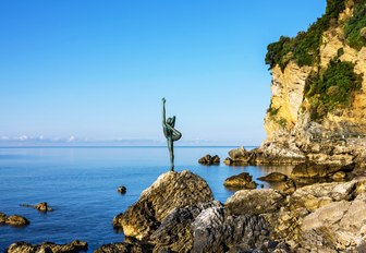 gymnast statue on seaside of Budva, Montenegro