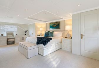 light and airy master suite on board luxury yacht PRAXIS 