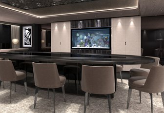 formal dining area on board charter yacht Solo 