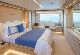 light oak master suite with huge window aboard superyacht NARVALO 