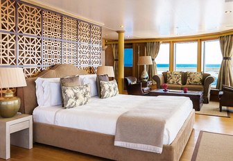 master suite with 180-degree views on board luxury yacht BOADICEA 