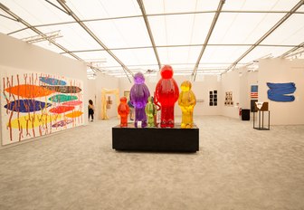 Visitors at an exhibition at Art Basel Miami