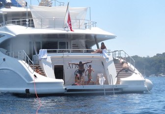 Cristiano Ronaldo jumps from the swim platform of luxury superyacht Africa I