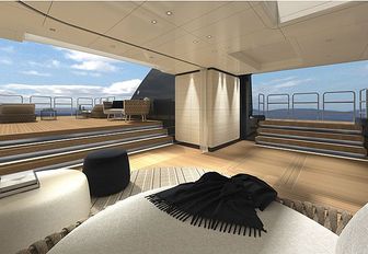 the shaded aft deck of superywacht severin with luxurious sun pads and plenty of deck sdpace