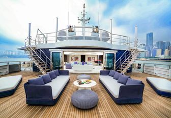 Main deck sofa seating area on megayacht SALUZI