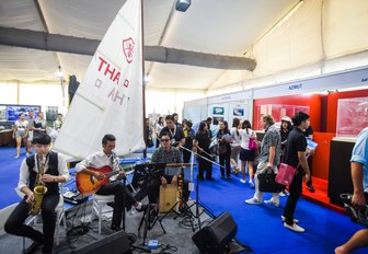 jazz band performs in the aisles at the Thailand Yacht Show 2016