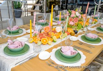 Tablescape at Newport Charter Yacht Show in vibrant hues