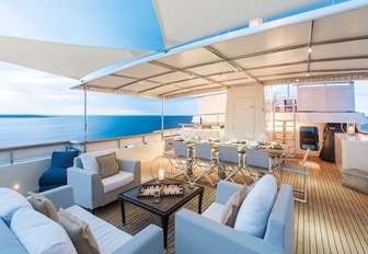 lower level of the sundeck aboard motor yacht PIONEER