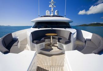 secluded lounging area on Portuguese deck of charter yacht ‘De Lisle III’ 