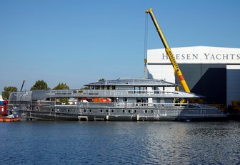 Motor yacht ERICA undergoing work in the Heesen shipyard