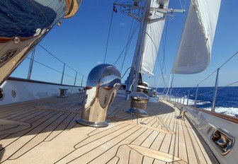 teak foredeck aboard luxury yacht HYPERION