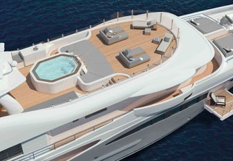 Aerial shot of sundeck on superyacht PAPA