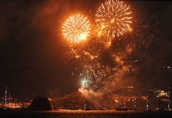 Orange fireworks above St barts