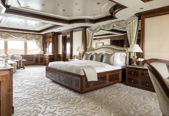 beautiful main deck master suite aboard motor yacht TITANIA 