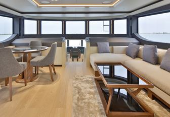 Skylounge of luxury charter yacht ONEWORLD