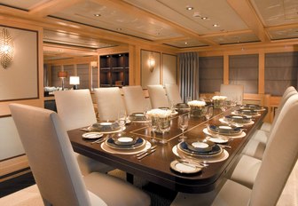 dining area in the main salon of superyacht ODESSA 