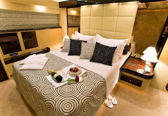 the master cabin in luxury motor yacht WISH with sleek and airy design 