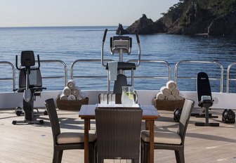 gym equipment on the sundeck of superyacht LIBERTY