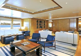 salon with fresh styling on board luxury yacht TV