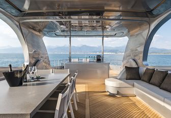 Superyacht SANDS sundeck, with alfresco dining and wet bar