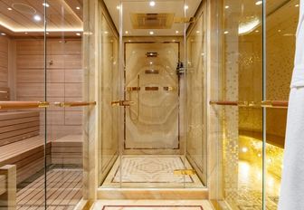 Charter yacht BLACK PEARL adjacent sauna and steam room
