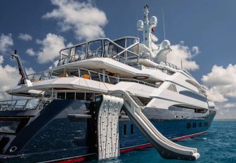 Charter yacht BATELLO waterslide and climbing wall