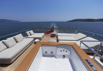 Jacuzzi and sunpads aboard sundeck of motor yacht INDIGO 