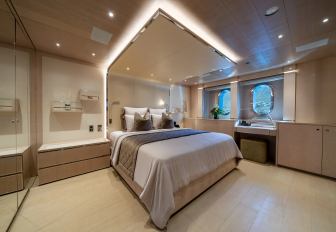 Superyacht charter SALT guest cabin with central berth