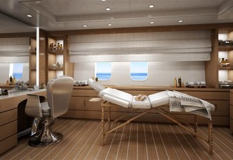 massage table in treatment room on board motor yacht spectre