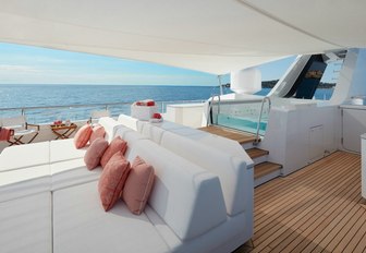 Jacuzzi and sunpads on board luxury yacht JOY