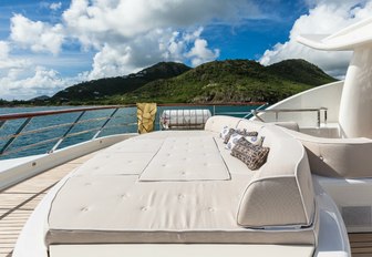 oversized sunpad on the sundeck of luxury yacht DENIKI