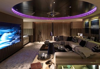 media room with huge tv screen on board superyacht SEALYON