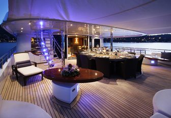 The lounging section on board motor yacht Talisman Maiton