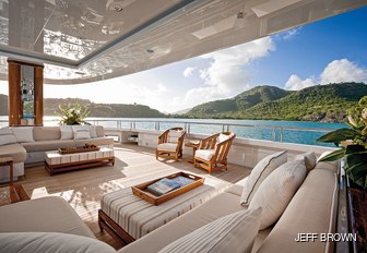 superyacht lounge area on aft decks