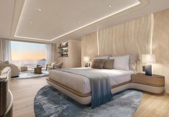 Charter yacht QU2 master cabin with central berth