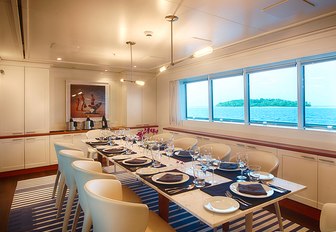 formal dining area in the interior of charter yacht SENSES