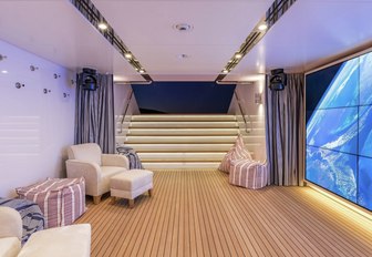 cinema in the beach club of motor yacht JOY