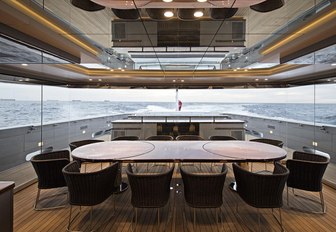 winter garden seats up to 20 guests for dinner on board superyacht SILVER FAST