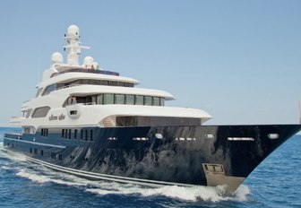 luxury yacht Martha Ann cuts through the water on a luxury yacht charter