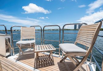 Charter yacht QUANTUM fold-down balcony with chairs