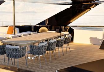 Charter yacht FOUR JOYS exterior dining option rendering