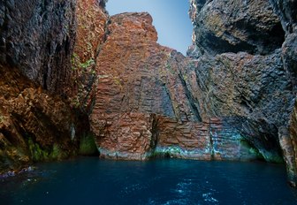 Granite rocks in a cave in the Scandola Nature Reserve